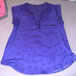 Polyester purple dragonfly shirt size L